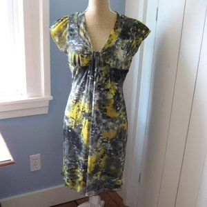 Joseph Ribkoff Yellow and Gray Midi Dress